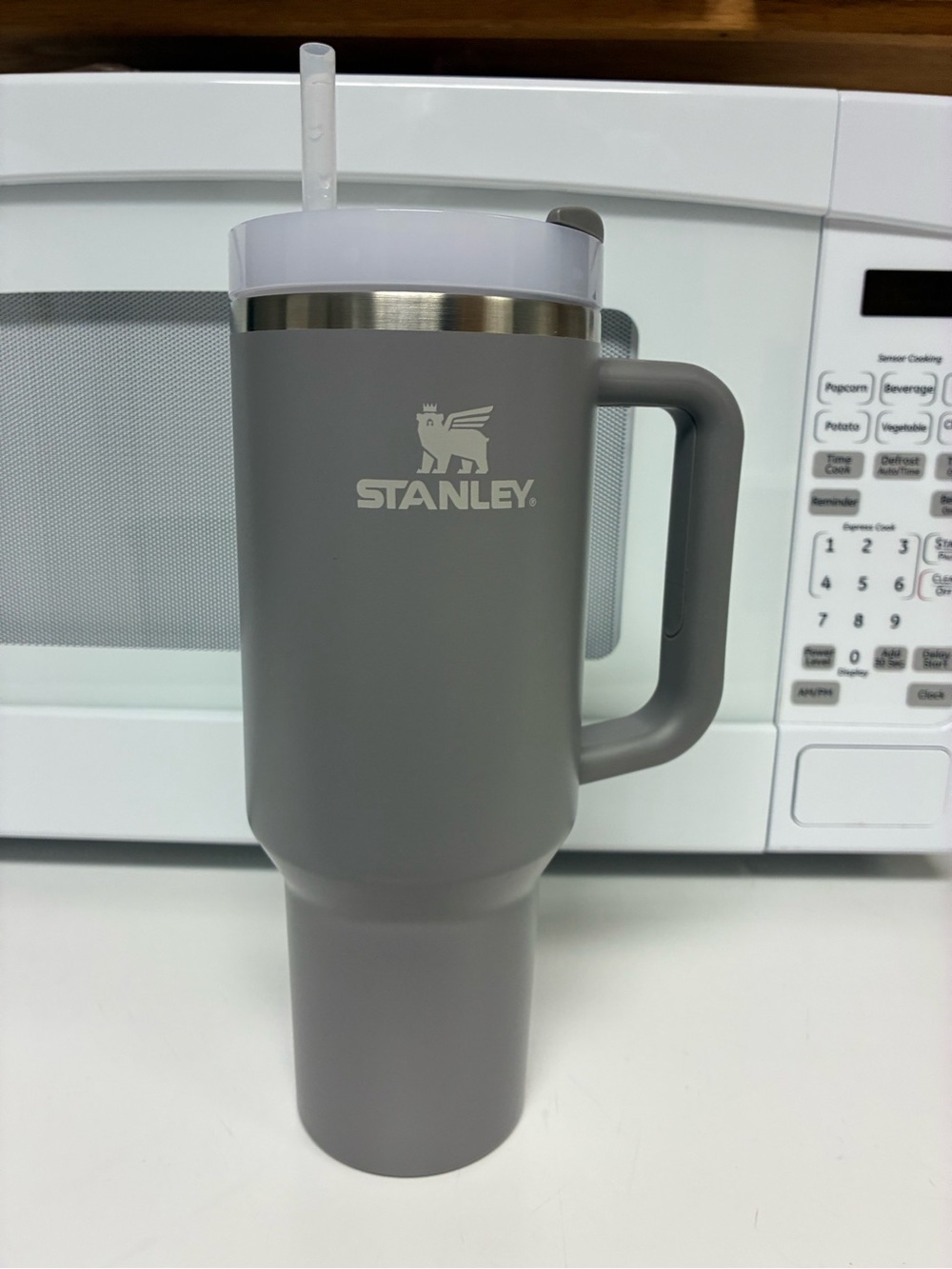 Stanley Gray Insulated Travel Tumbler with Handle and Straw